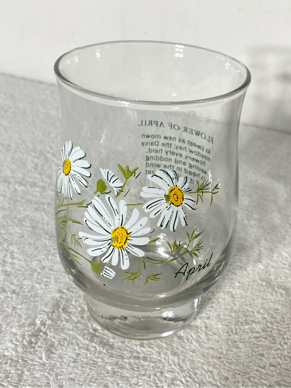 Vintage Dominion Glass April Daisy Flower of the Month Footed Tumbler